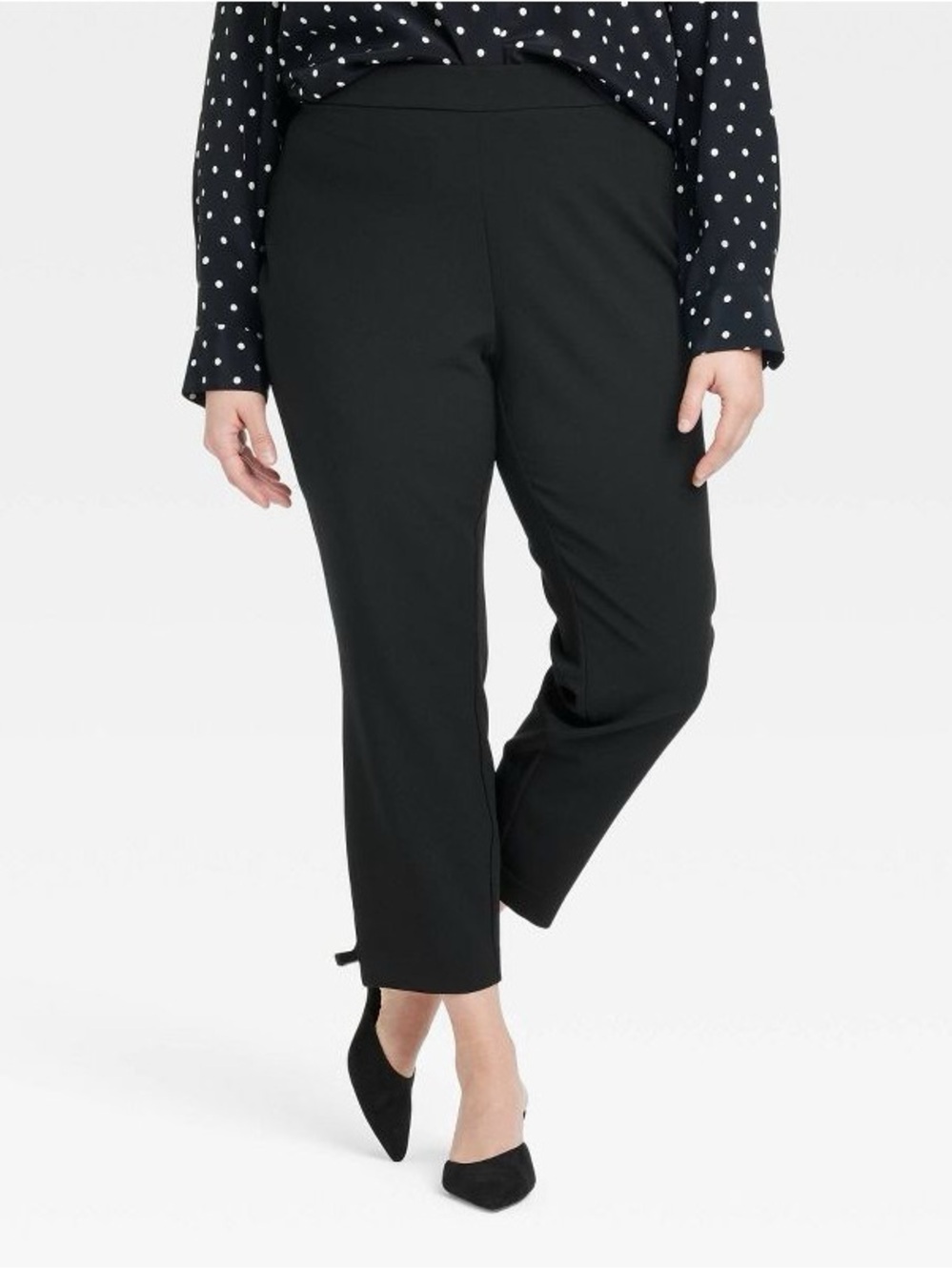 a new day Black Straight-Leg Ankle Pull-On Pants Size 8